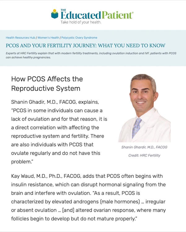 Dr. Shahin Ghadir featured discussing PCOS and fertility