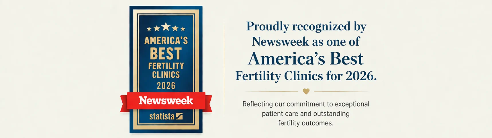 Newsweek America’s Best Fertility Clinics 2026 award recognition banner for HRC Fertility Center highlighting exceptional fertility care and outcomes.
